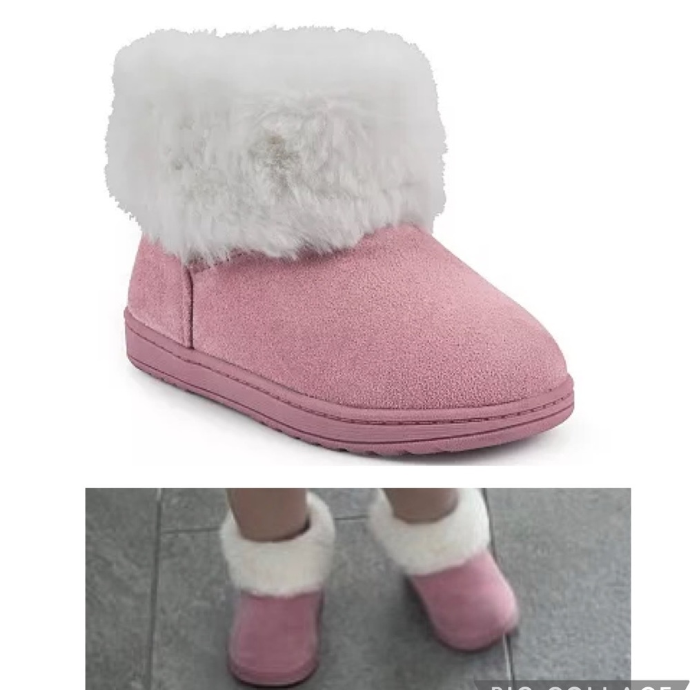Jumping Beans girls size 8 Blush Pink Suede And Faux Fur Low Boot/bootie. - Picture 3 of 5